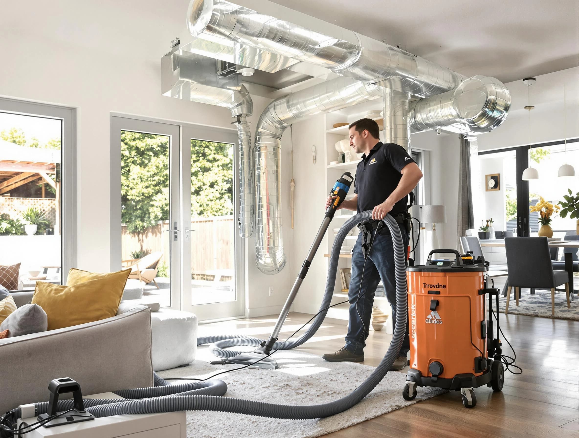 Williamsburg Air Duct Cleaning specialist performing thorough residential duct cleaning using advanced equipment in Williamsburg