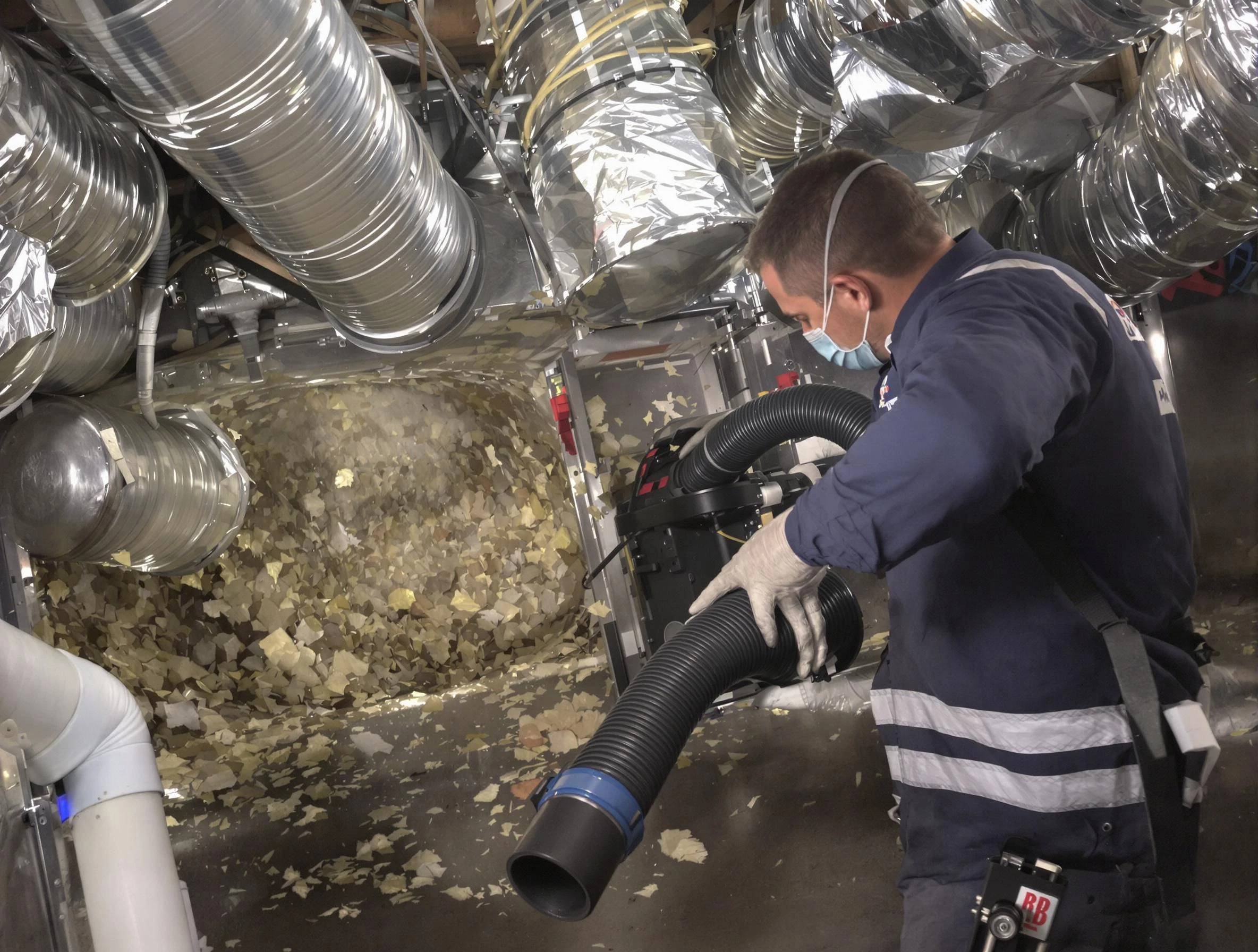 Williamsburg Air Duct Cleaning specialist operating negative pressure cleaning equipment for thorough duct maintenance in Williamsburg